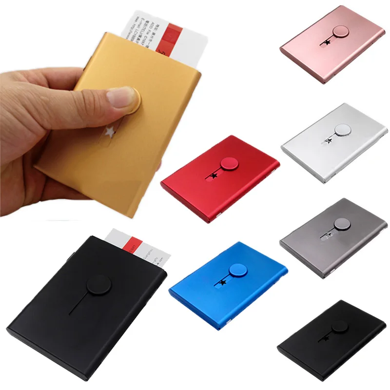 Hand Push Card Case Card Organizer Metal Card Packaging Box Business Card Holder Automatic Business Card Holder