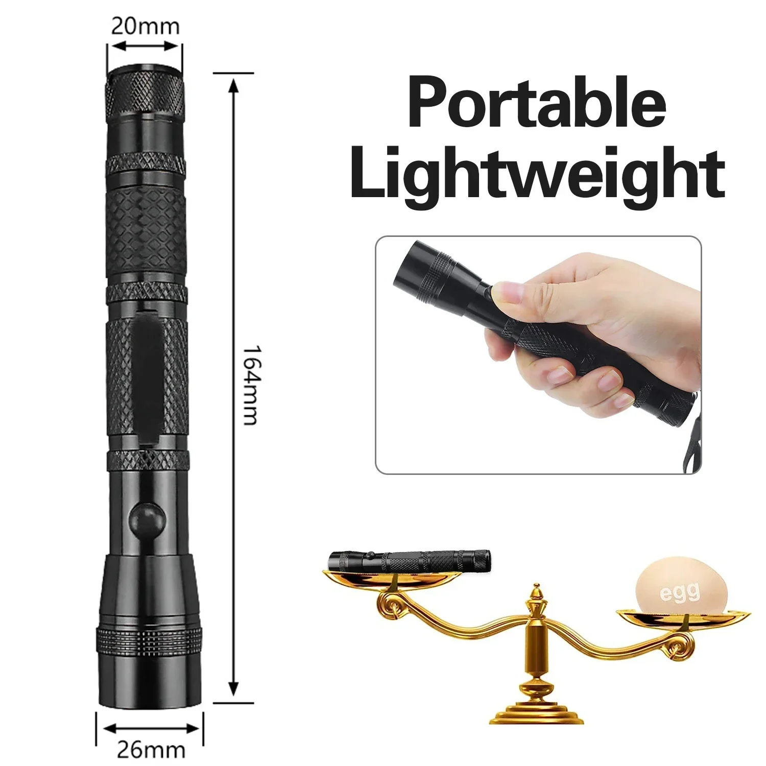 Powerful LED Flashlight Long Range Outdoor Emergency Light Portable Torch Work Light Tactical Flashlights No Battery Include