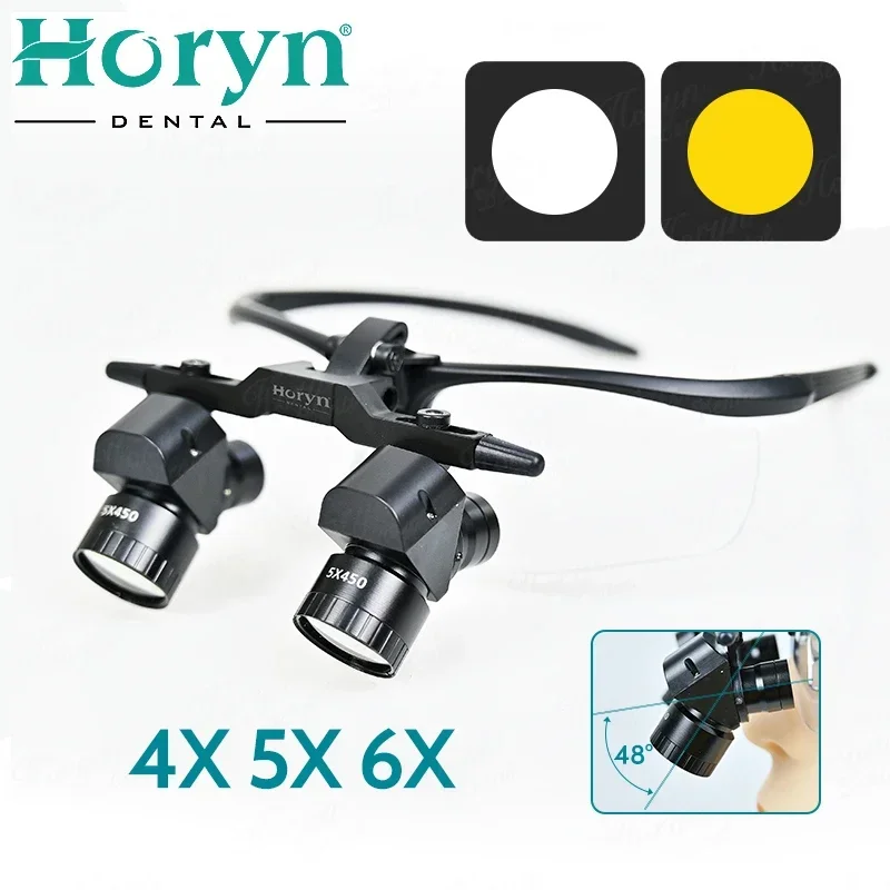 4X 5X 6X Dentals Binocular Magnifiger 5W Surgery Ergovision Headlamp Loupes with LED Light  Lithium Battery 300-600mm