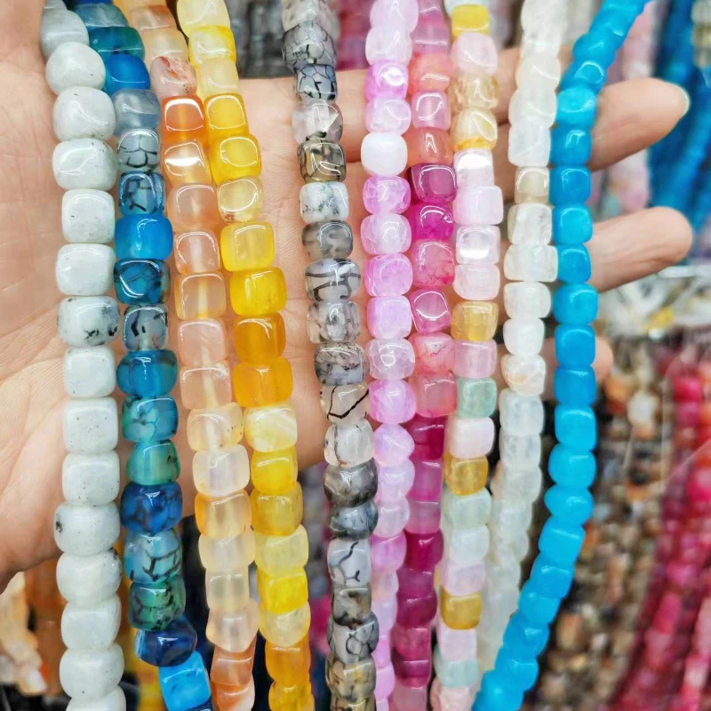 New Optimized Natural Agate 7 * 7mm Square Grain Loose Bead  Handmade DIY Bracelet Necklace Jewelry Accessories Wholesale