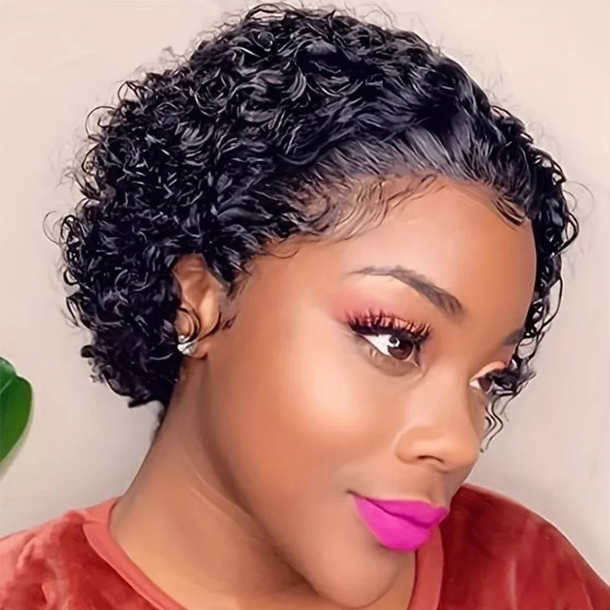 Curly Pixie Cut Wig Short Bob Wig for Black Women Hair Wig Layered Full Machine Made Wig 1B color