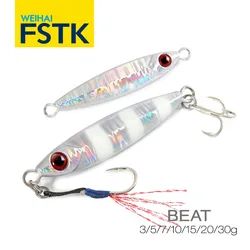 FSTK-Micro Metal Jig Saltwater Fishing Lure, fundição offshore, jigging, colher, Swimbaits duros com ganchos, 3g, 7g, 10g, 15g