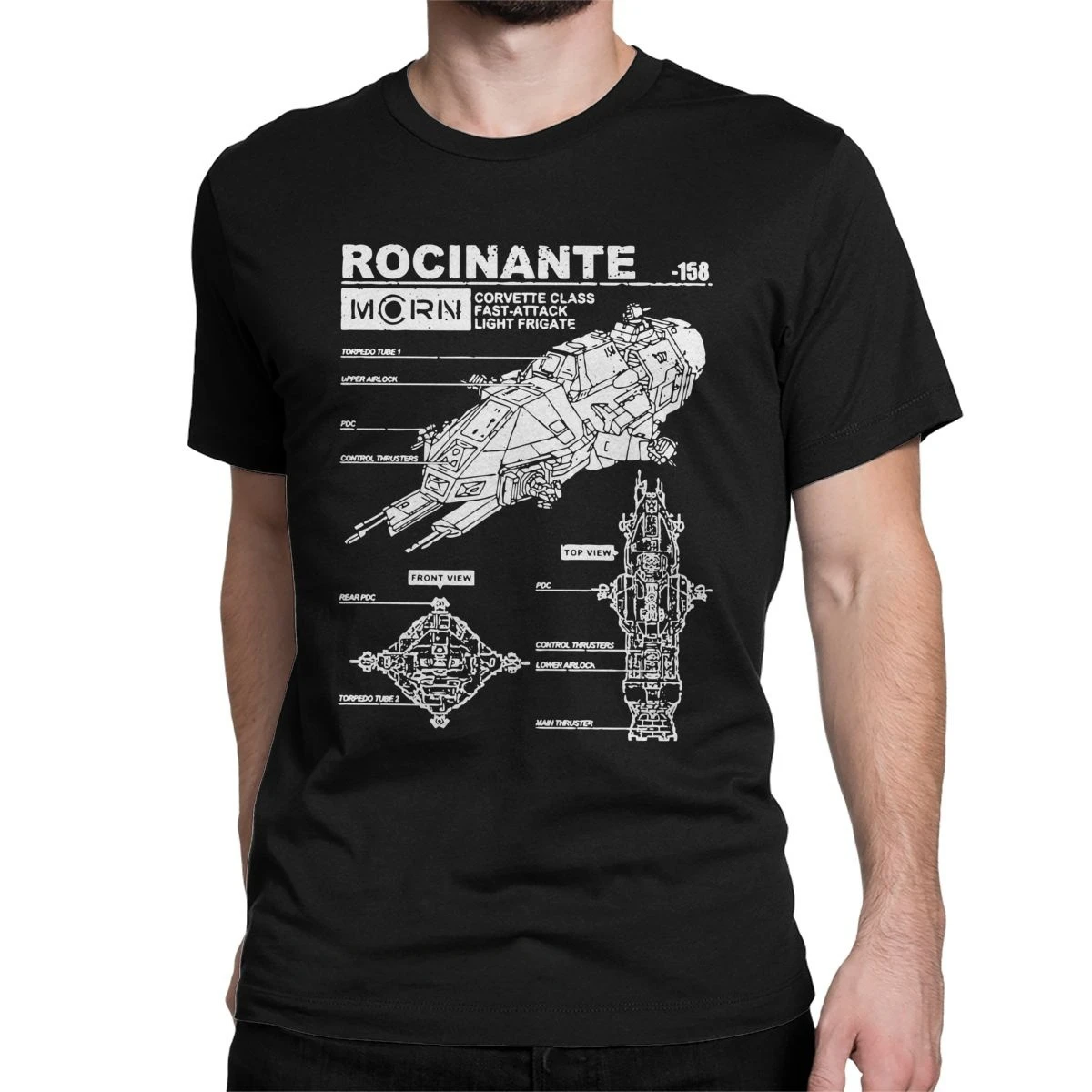 Mcrn Fashion Tee Shirt Harajuku Manga Tee Shirt Pure Cotton Original Clothes Rocinante Specs The Expanse Men's Tops T Shirts