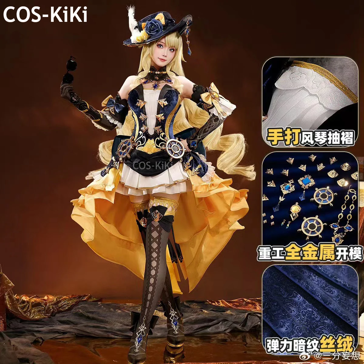 

COS-KiKi Genshin Impact Navia Game Suit Gorgeous Lovely Dress Cosplay Costume Halloween Carnival Party Role Play Outfit Women