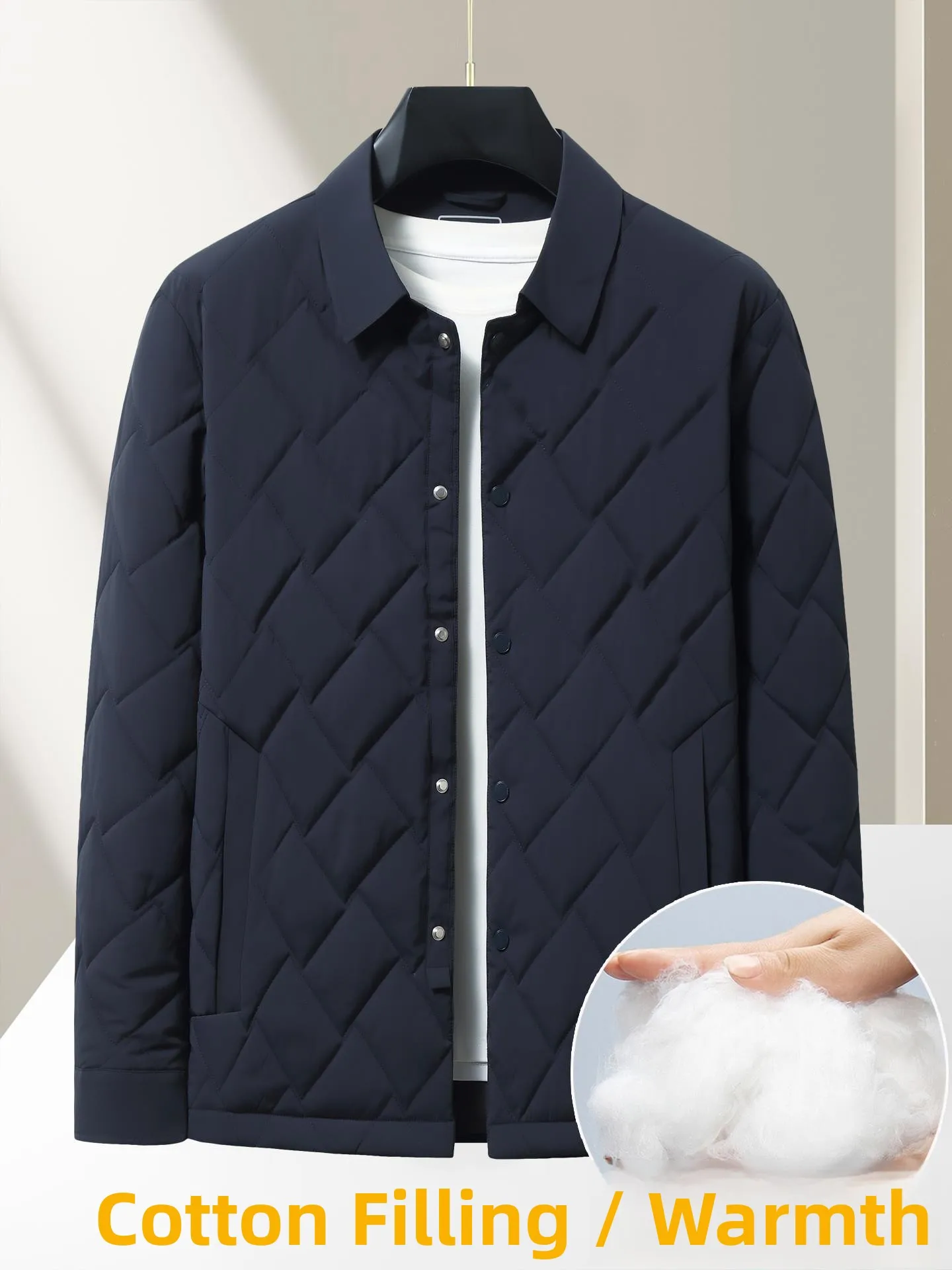 

Мужская зимняя хлопковая куртка премиум-класса, тонкая, повседневная, с воротником, теплая верхняя одежда больших размеров, удобная, стильная, городская, длинная.