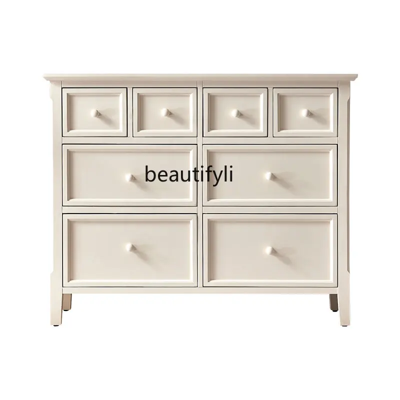 

Cream Style Storage Chest of Drawers Living Room Small Apartment Bedroom Bed Front Cabinet Wall Storage Sideboard Cabinet