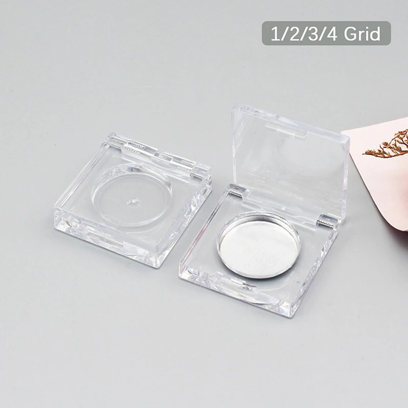 Mini Square Eyeshadow Powder Case with Clear Cap&Aluminum Plate Plastic DIY Blush Container Makeup Tools