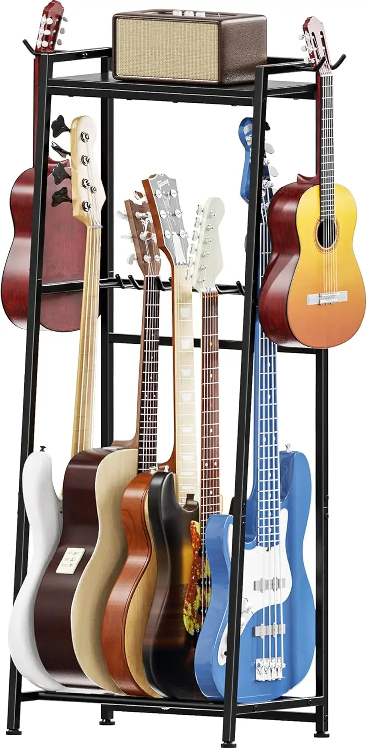 Guitar Stand Rack Holder for Acoustic Electric Bass Display, Multiple Guitar Rack for 5-7 Guitars, Home Music Studio Accessories
