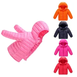 Chaquetas de plumón finas para niños y niñas, abrigos de otoño, ropa con capucha, ropa de abrigo de algodón, traje de nieve cálido para adolescentes de 2 a 12 años