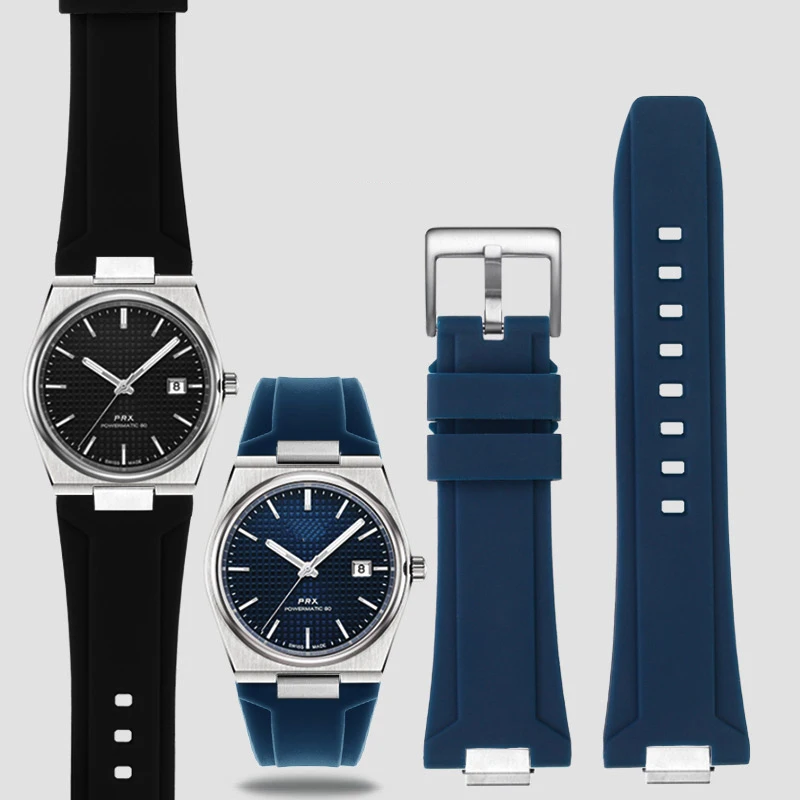 

For Tissot 1853 Silicone Watchband T137.407 T137.410 PRX Watch Strap Super Player Rubber Men's 26*12mm Quick disassembly end