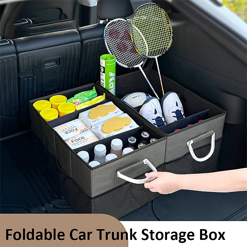 

42L/63L Foldable Trunk Storage Box Large Capacity Car Trunk Organizer Waterproof Oxford Cloth for Camping Fishing Easy to Carry
