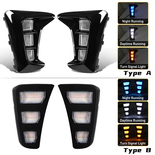 Imagen 2 del producto Para Kia Pegas 2018 2019 luz LED de circulación diurna para coche lámpara antiniebla delantera luz de señal de giro dinámica blanco amarillo azul 12V Accesorios
