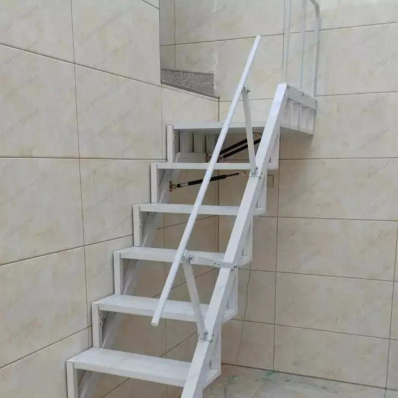 Folding Ladder Stairs Custom Outdoor Fire Small Duplex Indoor and Outdoor Loft Second Floor Villa Loft Home Small Apartment