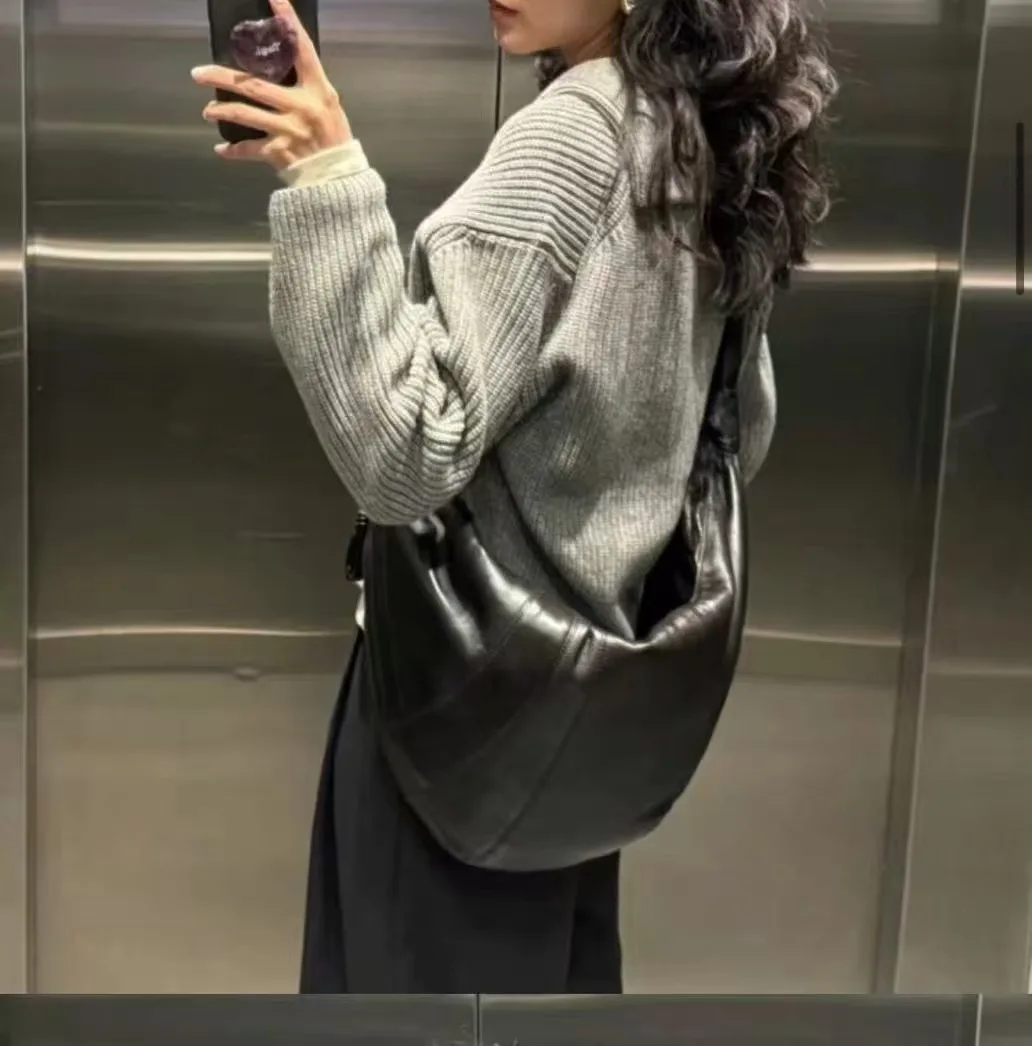 Cow Corner Bag Croissant Bag Sheepskin Shoulder Crossbody Bag Dumpling Bag Genuine Leather Texture Underarm Baguette Waist Bag