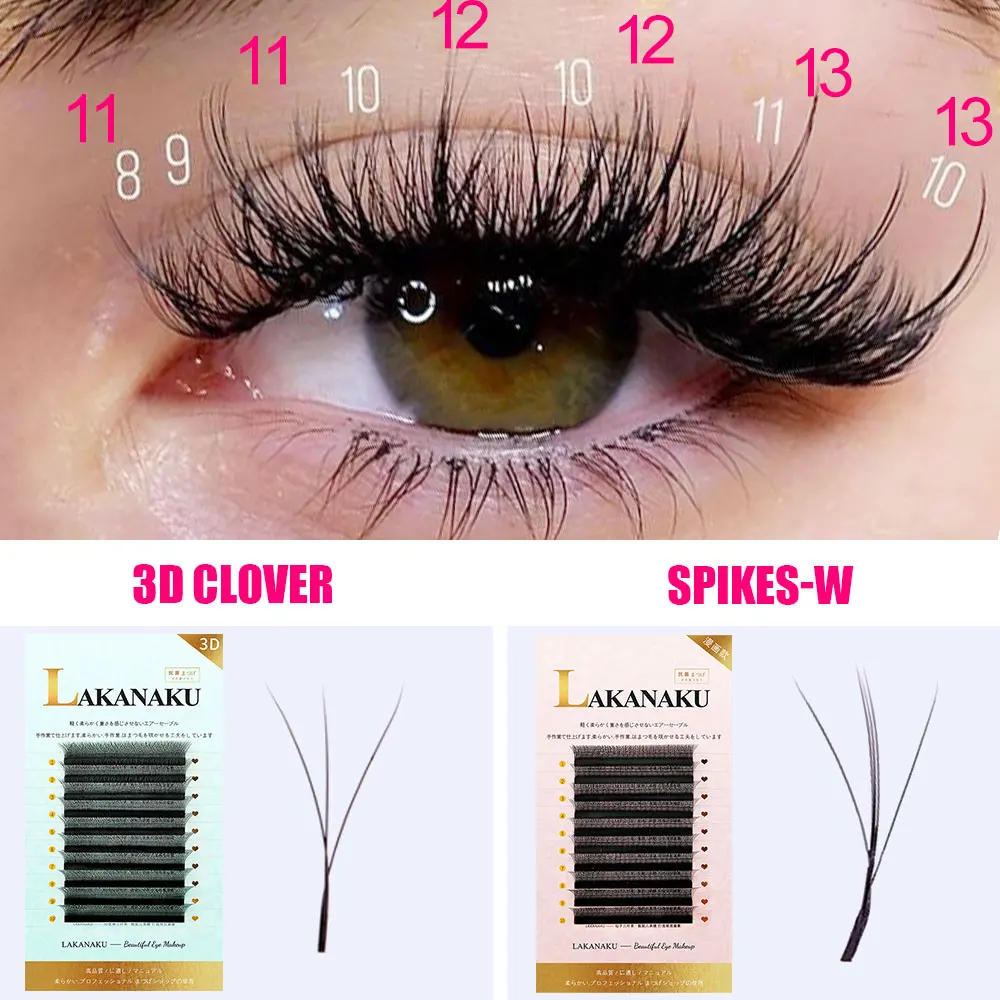 3D W Shape Lashes Premade Spikes Eyelashes Extensions Fluffy Volume Fans Mixed Tray D Curl Cilios W