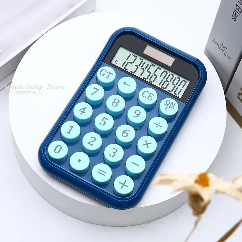 Portable 12 Digit LCD Calculator Easy to Read Screen Slip Resistant Base Mechanical Keypad Calculator for Various Use