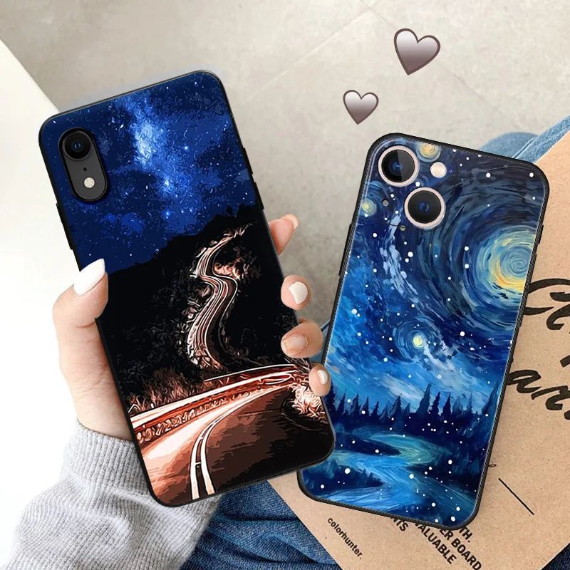 Highway Starry Night Space Road Soft Silicone Phone Case For iPhone 16 Pro Max 15 14 13 12 11 XR XS 7 8 Plus Print Protect Cover