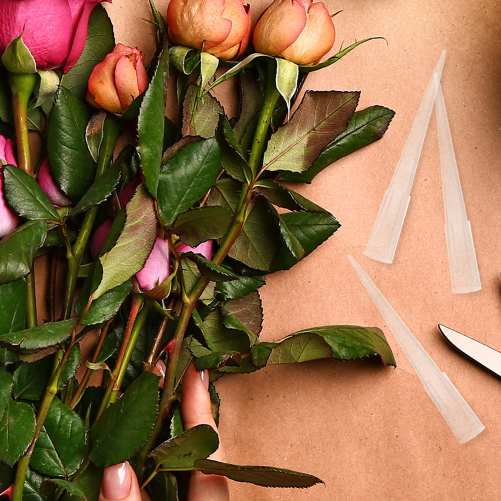 

200pcs Flower Water Tubes For Fresh Flowers Flower Stem Water Tube Holder Arrangement Supplies Transparent Plastic Floral