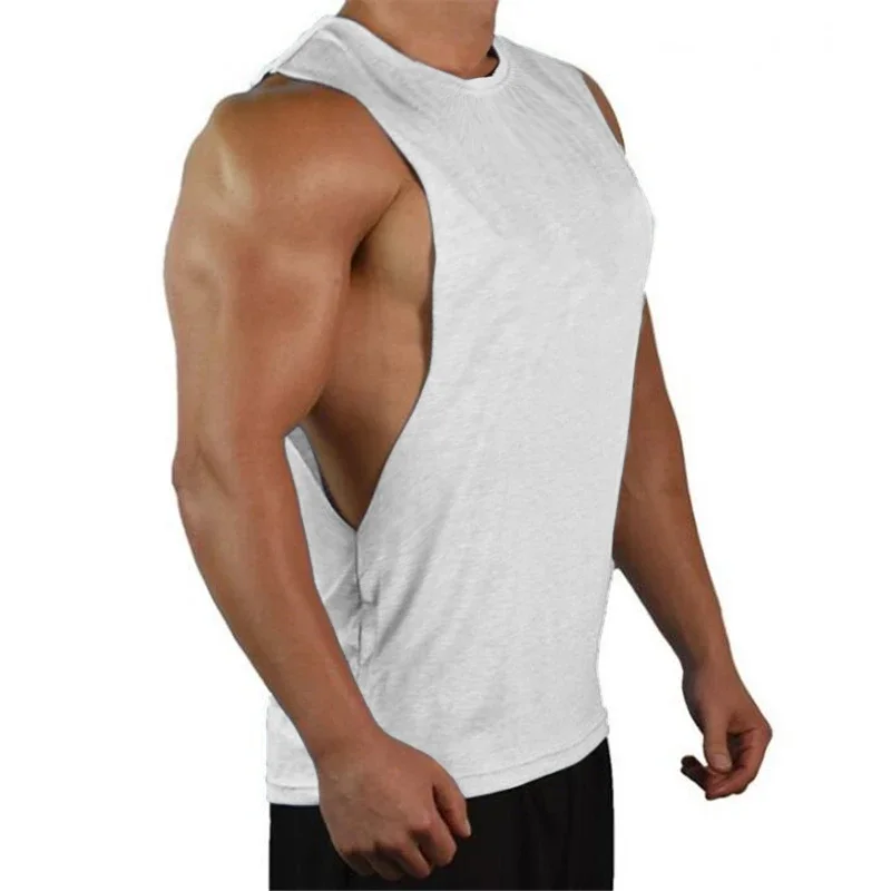 New Blank Sleeveless shirt Muscle Cut Workout Shirt Bodybuilding Tank Top Man Fitness Clothing cotton open sides vest