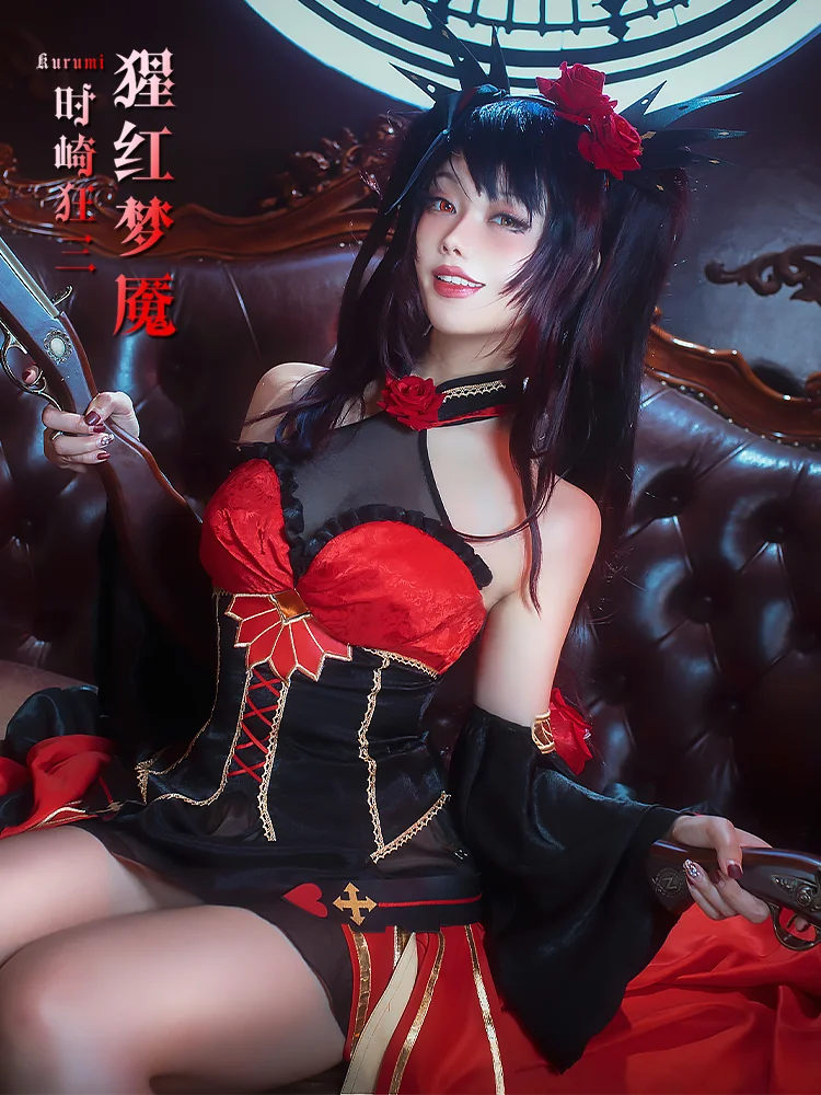 

Date A Live Tokisaki Kurumi Crimson Nightmare Women Cosplay Costume Cos Game Anime Party Uniform Hallowen Play Role Clothes