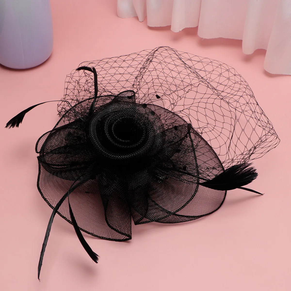 

Black Headdress Creative Performance Party Headwear Net Hat Exquisite Detail Lightweight Cosplay Photo Prop Party Headdress