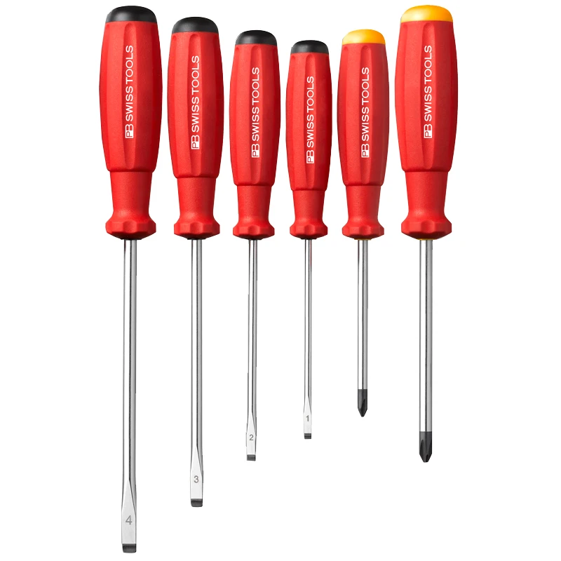 PB SWISS Screwdrivers for Phillips and Slotted Screws with Convex Handle Back Multifunctional Screwdriver Repair Tools 8100 8190