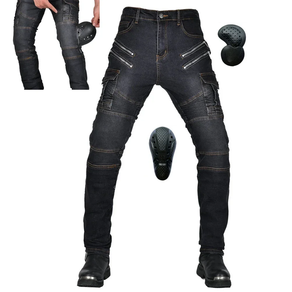 

2023 NEW Motorcycle Riding Jeans Protective Pants for Men Stretch Anti-Fall Protection with 4 X Upgrade CE Armor Knee Hip Pads