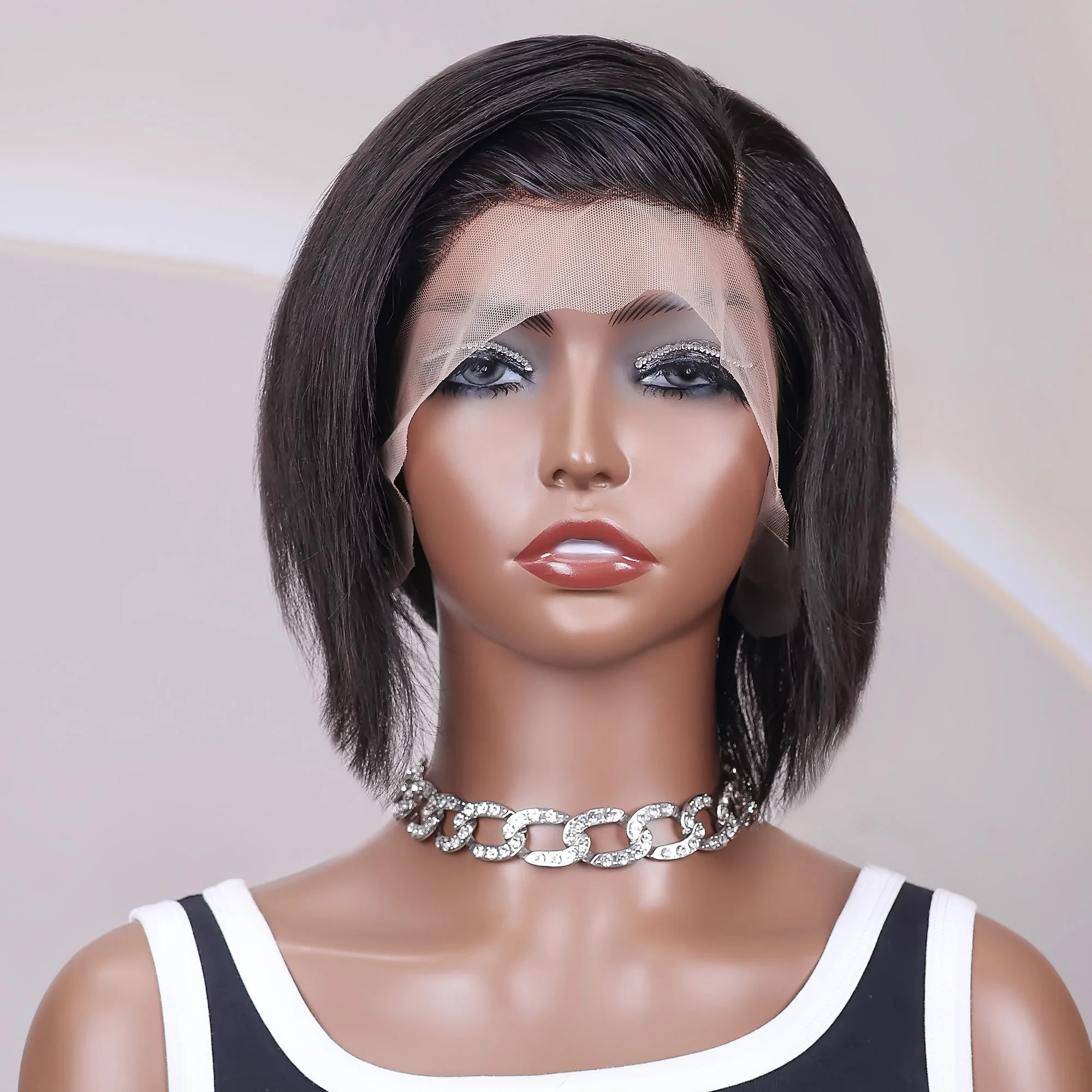 Natural-colored lace forehead wig, 13X4 straight hair, human hair, 10 inches, lace forehead colored wig, 100% made in Brazil,