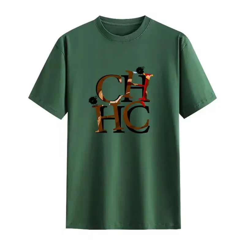 T-shirt stampata di marca CH New Art Letter disponibile in più colori Cotone Vestibilità comoda Casual Moda quotidiana Top versatile