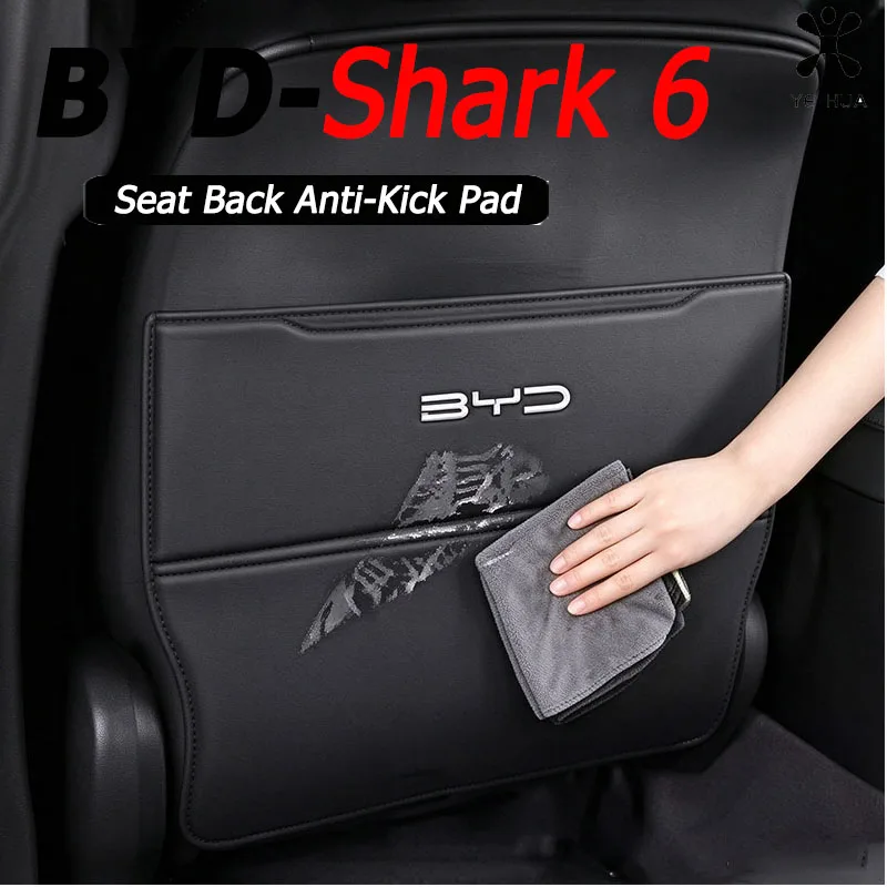 Car Seat Back Anti-Kick Pads For BYD Shark 6 Pickup Rear Seat Protective Cover with Storage Pocket Interior Decor Accessories