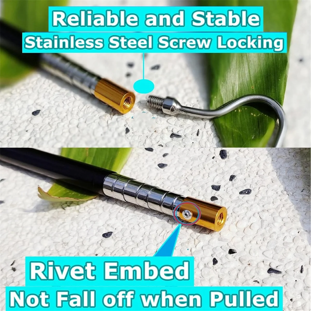 N04R61 بوصة ثعبان هوك الزواحف الماسك عصا القطب ، ثعبان التعامل مع مجموعة أدوات لخدش الثعابين بيثون إزالة الرؤوس النحاسية اصطياد #3