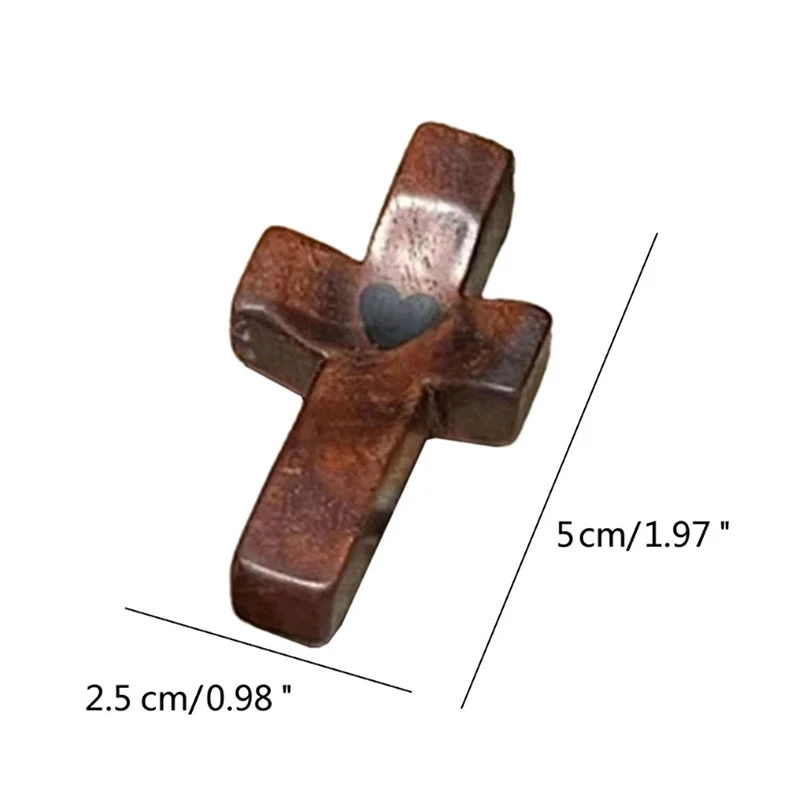 Crocifisso in legno Comfort Holding Cross Pocket di piccole dimensioni palmare preghiera cristiana croce sollievo dallo Stress regalo di