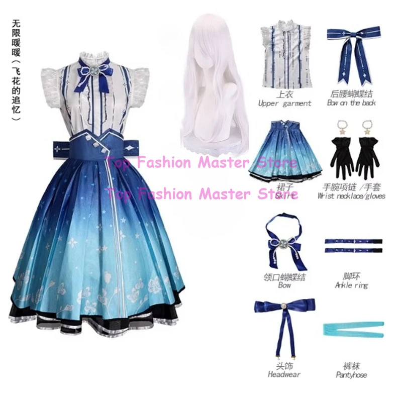 

Blue Starry Sky Nikki Cosplay Costume Game Infinity Nikki Heroine Dress Women Cute Lolita Dress Floral Memory Outfit for Girl