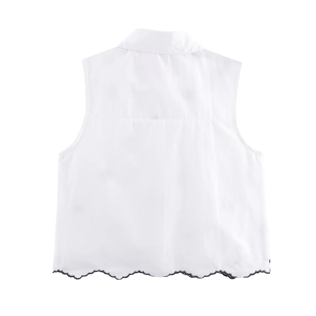 قميص نسائي أنيق بياقة مطرزة بدون أكمام، قميص جديد حلو وشبابي، قميص كاجوال عصري للنساء