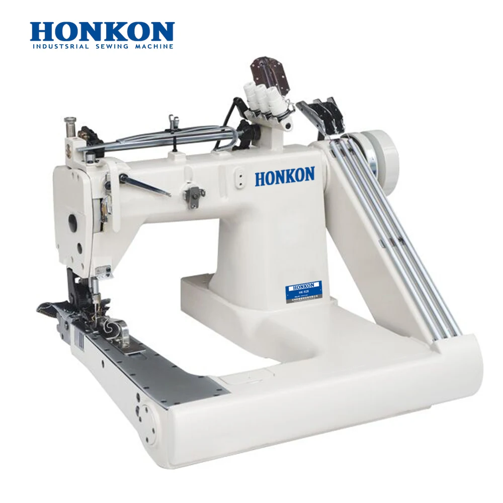 HK-928 Triple-needle Feed-off-the-arm Chain Stitch Sewing Machine 1-5mm Max. Sewing Thickness HONKON