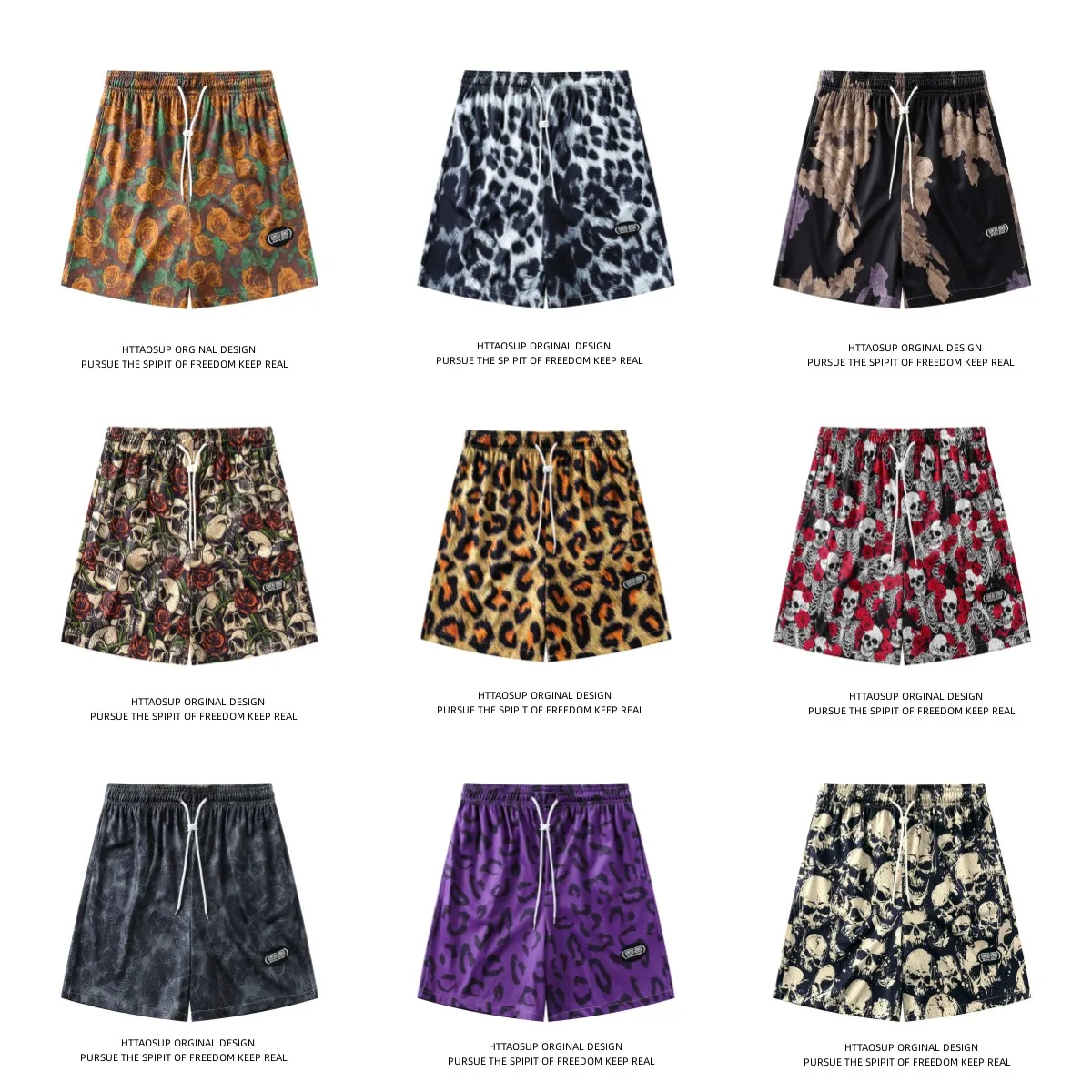 HTTAOSUP New Animal Leopard Print Shorts Loose Fit Basketball Sports Pants Men Women Casual Straight Leg Breathable Summer