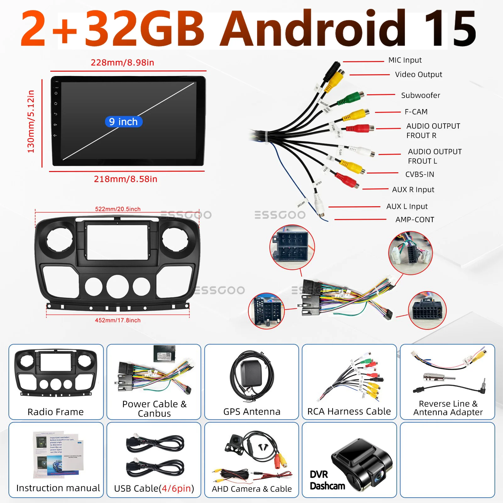 MOPECT Android Auto Radio voor Renault Master 3 III Nissan NV400 Opel Movano Draadloze Carplay Auto Multimedia GPS 2din autoradio