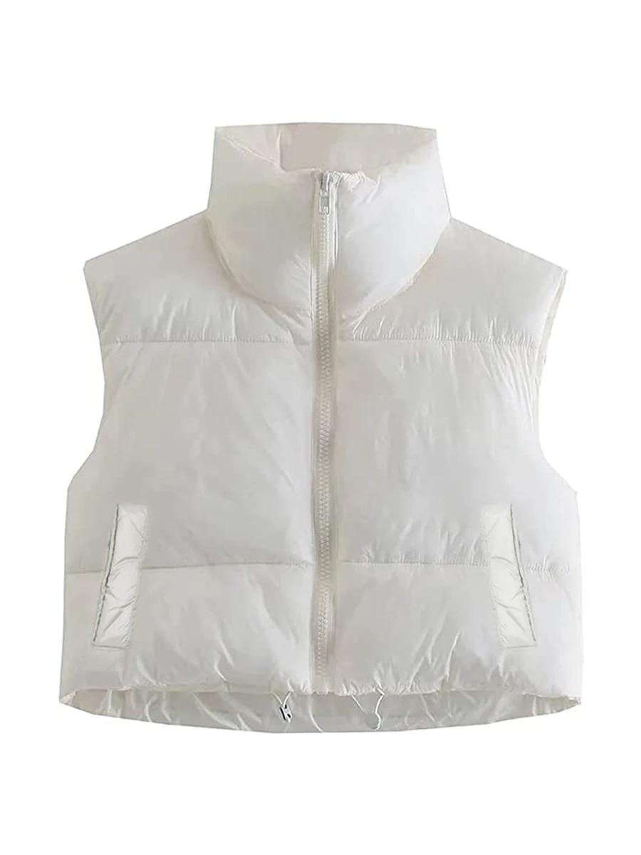 Chaleco acolchado sin mangas para mujer, chaqueta acolchada ligera con cuello levantado, cálida, s