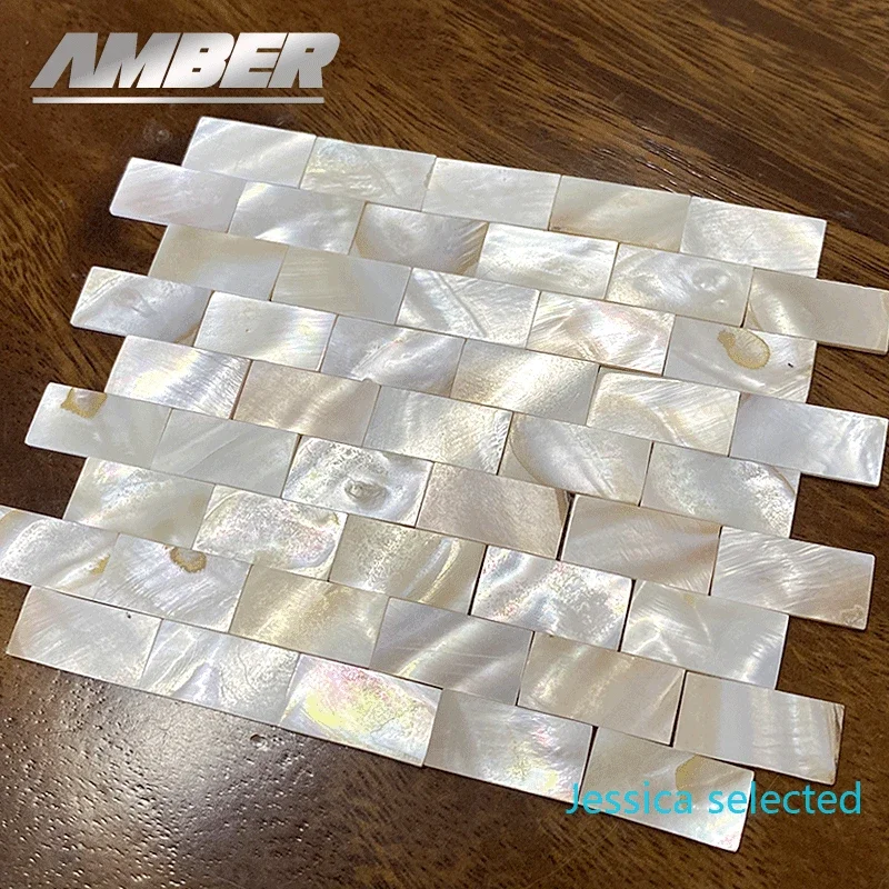 50pc rectangle Mother of Pearl Mosaic Tiles Natural Shell Square Mosaic Pieces for Home Decoration Crafts materials hobbies arte