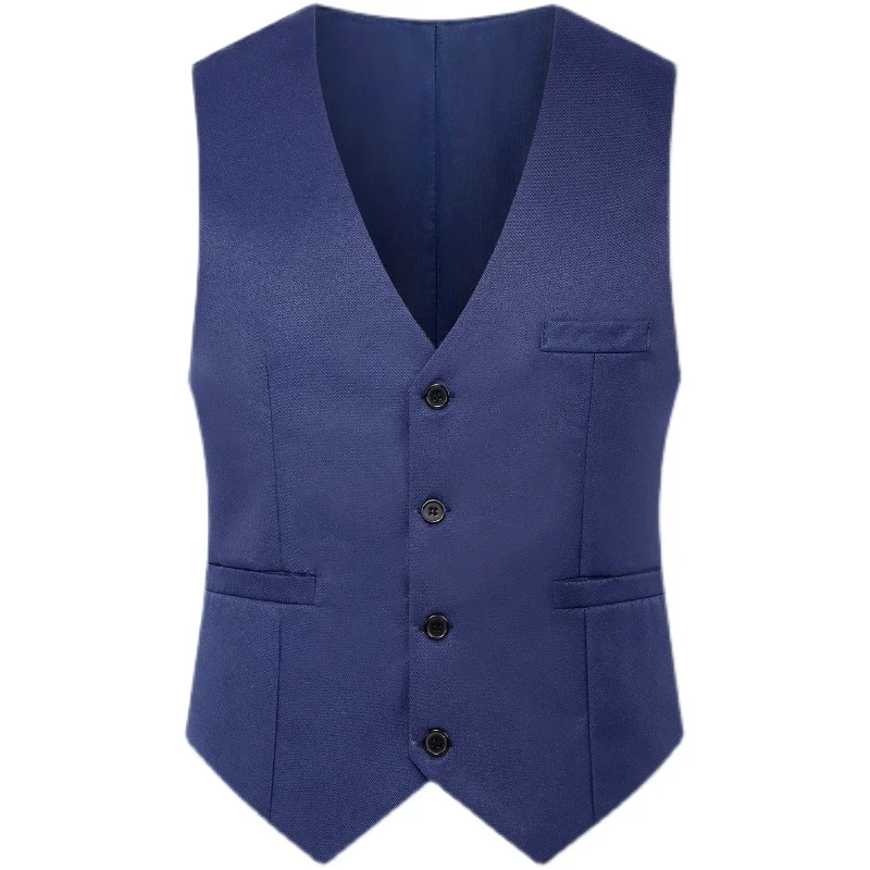 Fashion Men Vests Waistcoat Solid Color V Neck Sleeveless Buttons Blazer Plus Size Formal Business Jacket Vests Gilet Homme