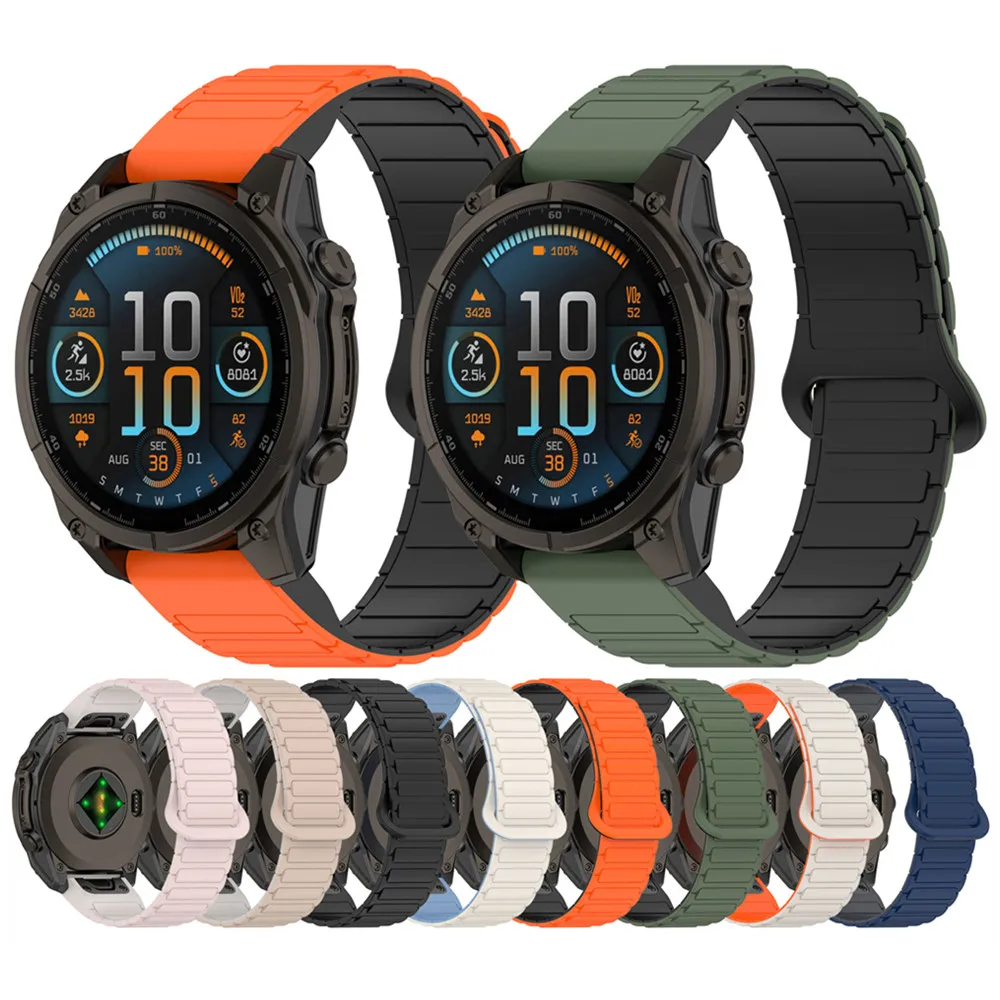 20MM 22MM 26MM Silicone Watchband For Garmin Enduro 2 3 / approach S62 / instinct 2S Strap Watch Magnetic Buckle Band Replacemen