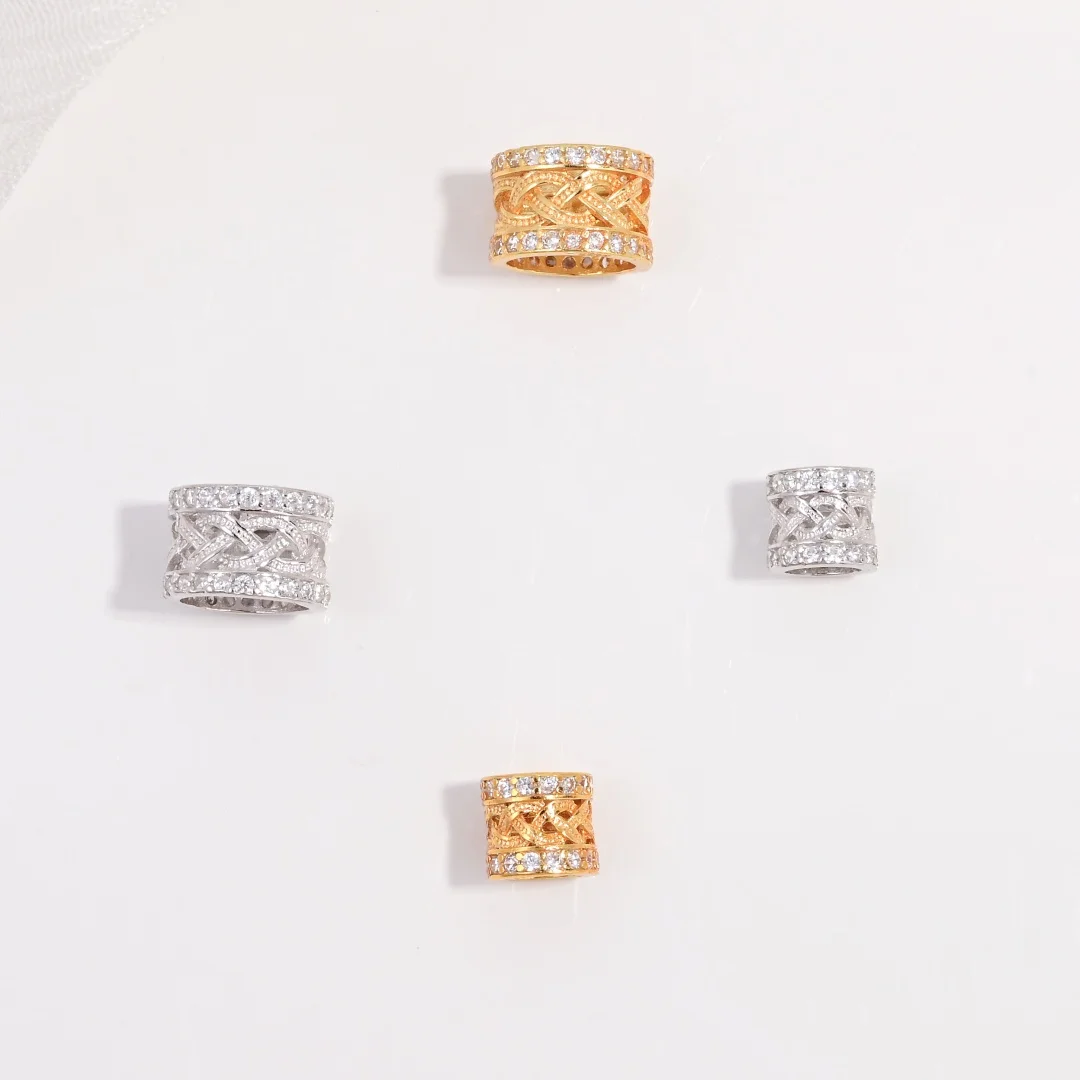 

S925 Sterling Silver Inlaid Zircon Lucky Bead Spacer Is Suitable For Bracelets, Necklaces And Other Jewelry SZ218