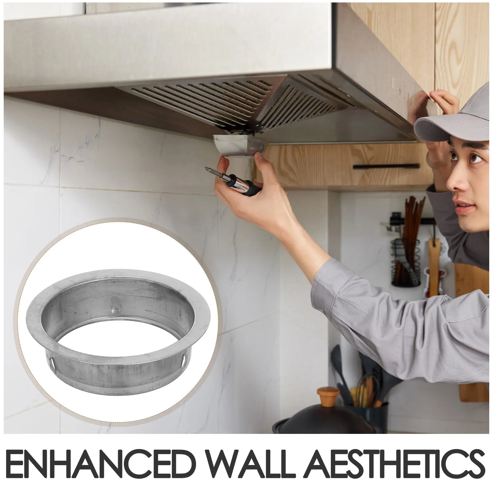 Range Hood Decorative Cover 1 Piece Stainless Steel for Kitchen Vent Hood Concealment Easy Installation Modern
