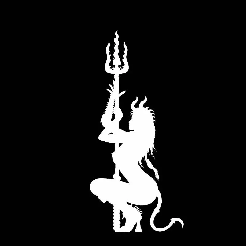 New Design Provocative Sense Devil Silhouette Decal Cool Scratch Decorative Waterproof Design Car Sticker Black/silver, 15cm