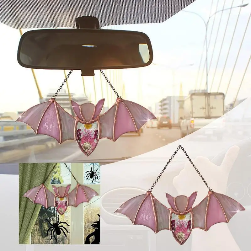 Bat Dream Catcher Acrylic Halloween Dream Catcher Bats Colorful Lightweight Hangable Halloween Bat Decor For Door Window Ceiling