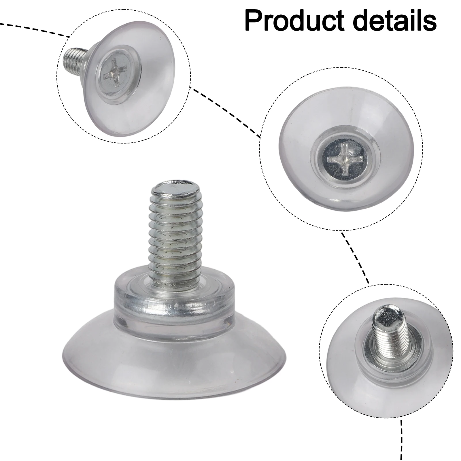 Clear Suction Cup Set with M8 Thumb Screw and Nut for Mounting Small Items on Glass Mirrors and Smooth Wall Surfaces