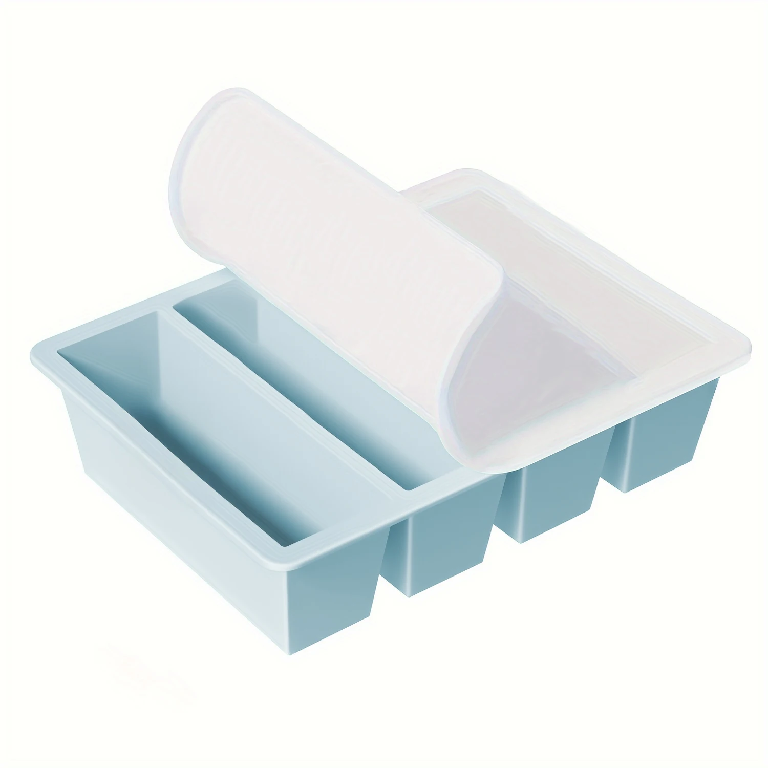 1/4 Stück großes rechteckiges Eiswürfelform-Set mit Deckel, stapelbare Gefrierschrank-Tabletts für Flaschen, Getränke, lange Würfelform, Küchenartikel