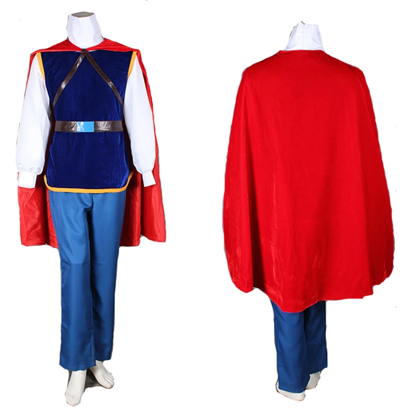 Movie Princess Snow  White The Prince Cosplay Costume With Red Cloak Halloween Party Carnival Clothing