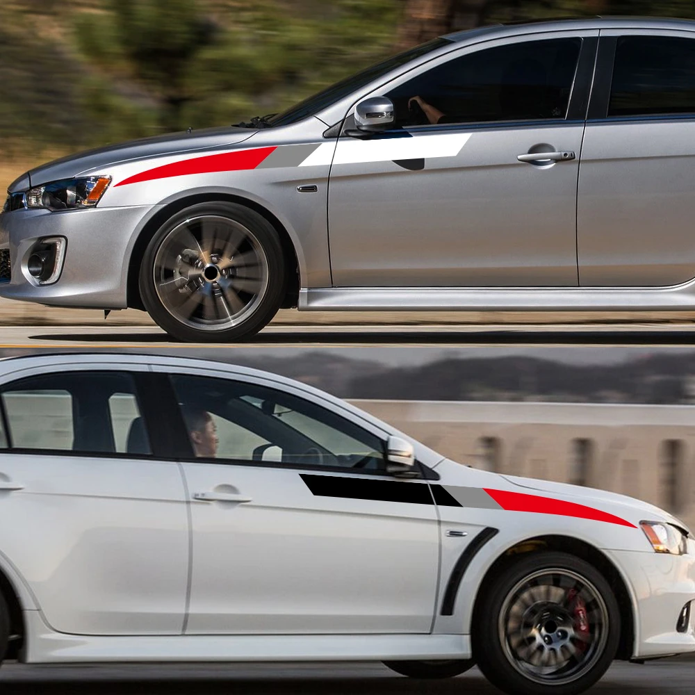 

Боковые наклейки на дверь автомобиля для Mitsubishi Lancer, комплект автонаклейки, виниловая пленка, водонепроницаемые наклейки из ПВХ для автомобилей, автомобильные аксессуары