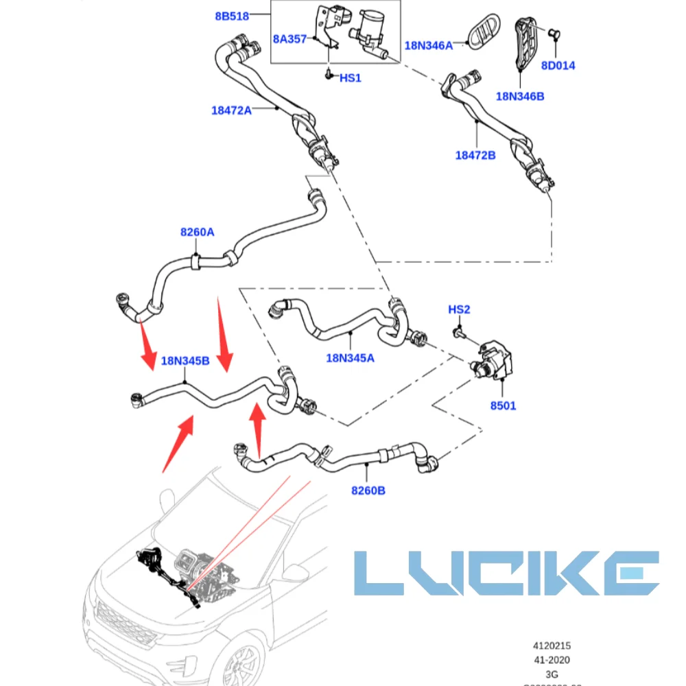 

Подходит для Land Rover 19-21 Evoque 2,0, интерфейсная труба шланга теплого воздуха OEM LR114624